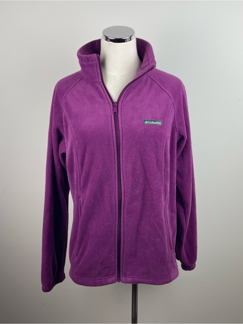Columbia Solid Purple Full Zip Fleece Jacket Women Large Outdoor
